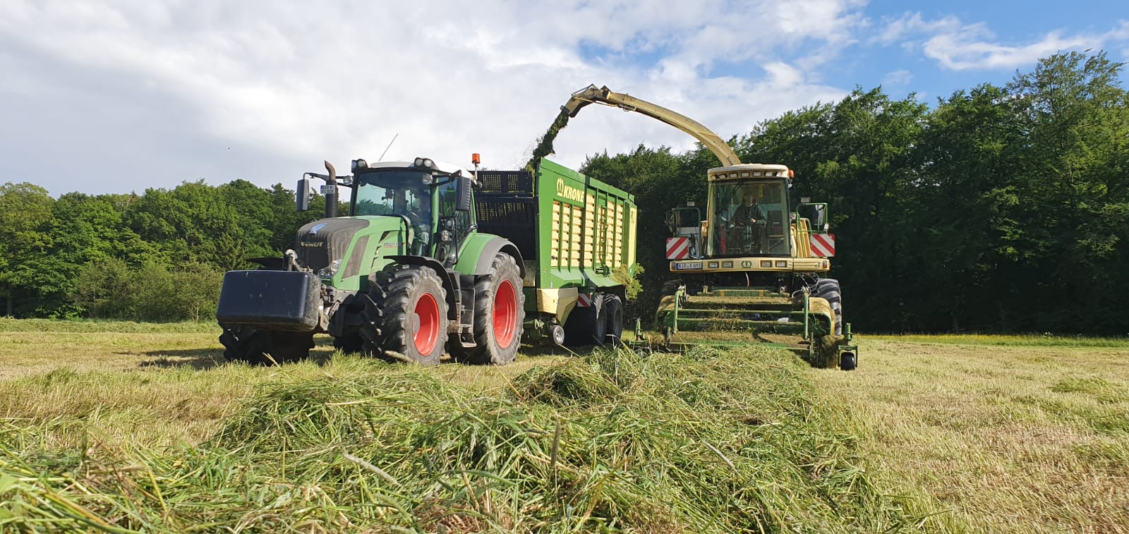 Gras häckseln mit Fendt und Krone Häcksler